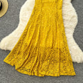 French chic v-neck halter lace dress - women's summer sexy slim-fit open back mermaid maxi dress