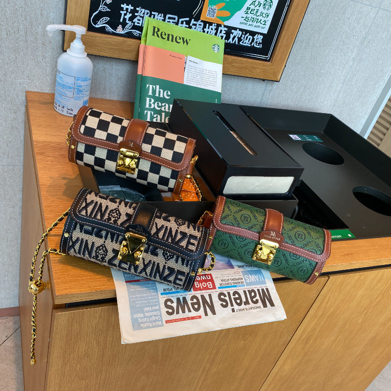 Retro Babylon chain bag, cylinder pillow, shoulder bag, niche design, simple personality, versatile messenger bag