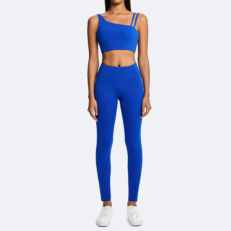 European and american new eco-friendly fabric racerback sports bra women's yoga top high-impact shockproof running yoga vest