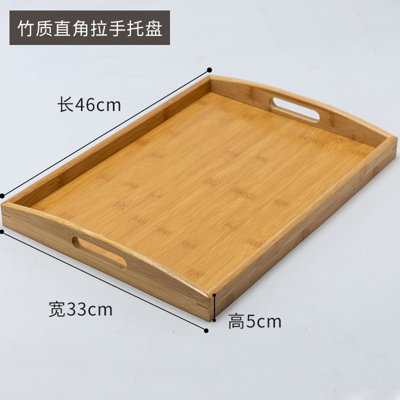 Accessible luxury retro nanzhu tea tray tray bamboo commercial rectangular tea tray pastry handle bbq serving plate