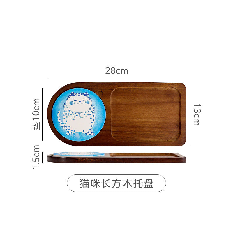 Scandinavianins solid wood creative breakfast tray cute cute cake dessert snack plate stylishclassy tea tray