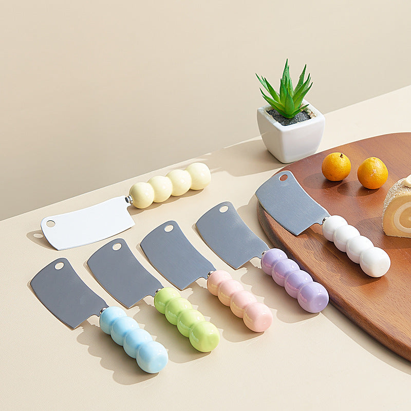 Creamy style thickened ceramic handle utility knife - multi-purpose, high-value fruit knife, stainless steel design dessert knife