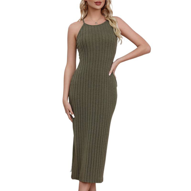 cross-border listing: new  women's original elegant versatile knitted slim-fit camisole dress