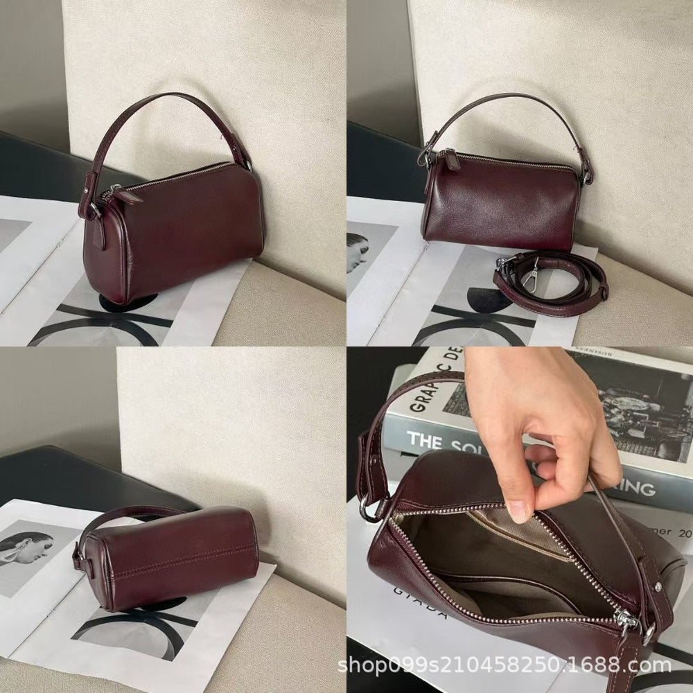 Vintage women's bag 2024 new fashion versatile shoulder crossbody small bag high-end soft leather pillow bag phone bag