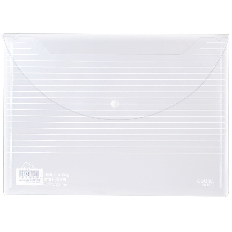 Deli 5502 transparent silk screen button file bag office supplies stationery file bag A4 information bag office bag