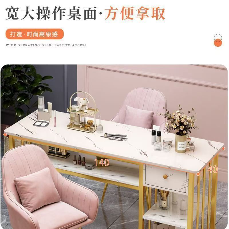 Influencer-approved nail table set: professional nail salon furniture, new light luxury double nail table with solid wood base