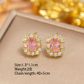 Tz8301 silver-pink zirconium earrings