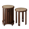 Solid wood stool can be stacked for home living room rattan medieval style shoe changing coffee table round stool stacking stool chinoiserie jenga