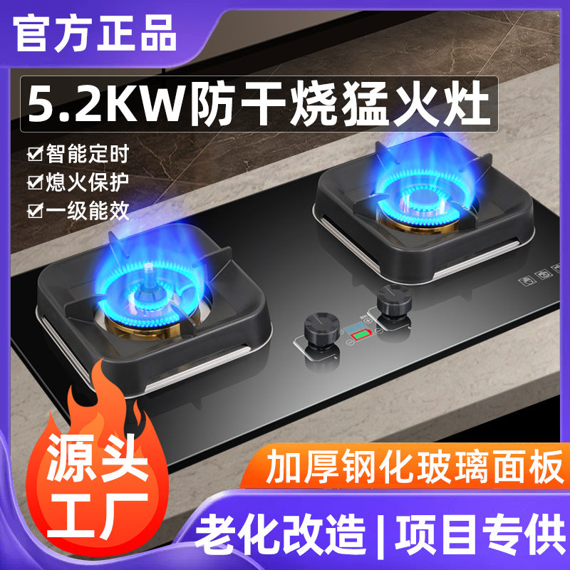 German baeda anti-dry burning high-power gas stove, home use natural gas/lpg dual burner, new timer countertop/built-in stove