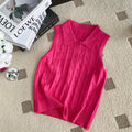 Korean chic summer french style sleeveless knit polo top - slim fit, versatile solid color tank top