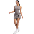 European and american new backless nude feel yoga bodysuit tennis skirt outdoor sports running skirt women's fitness bodysuit