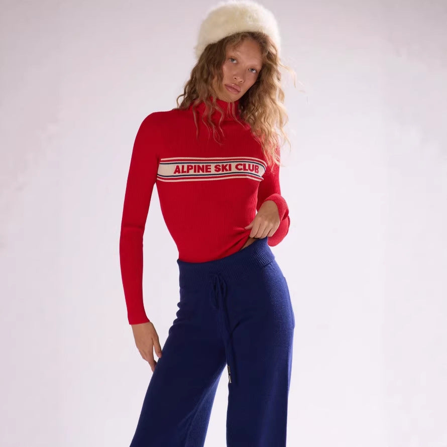 206 cross-border fashionnew arrivalletterlong sleevest-shirt round neck knittingtops bottom shirt
