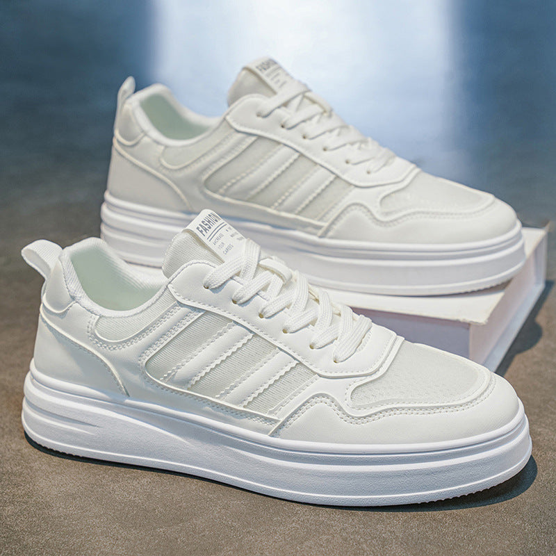 Men's shoes 2026 summer new arrival: youth casual skate shoes, men's thick-soled mesh breathable student sports white shoes