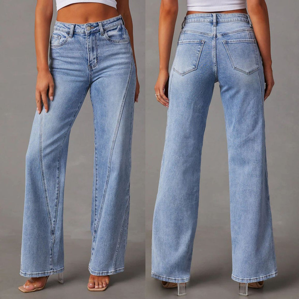 Women's wide-leg denim pants for export,  new  style, loose patchwork trousers, streetwear trendy washed jeans