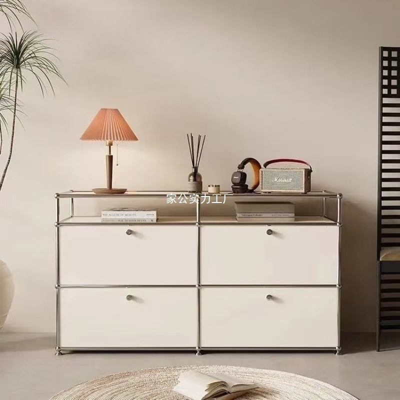 Stainless steel medieval bedside table USM bedroom modern simple shelf ins module storage TV side cabinet complete