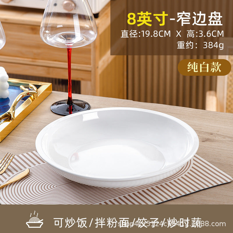 Wholesale gold-rimmed ceramic large plate deep plate thickened oven mitt soup plate boiled fish hair bloodwang for home vegetable plate large round plate