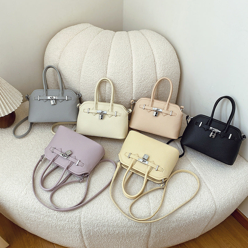 Cross-border retro handbag women's soft leather Kelly bag 2025 new high-end messenger bag versatile shoulder shell bag