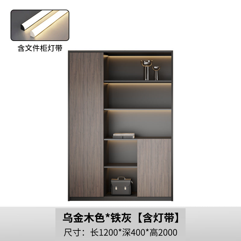 New chinoiserie office file cabinet wooden bookcase boss table background cabinet wall-mounted floor-standing five or six-door cabinetaccessible luxury