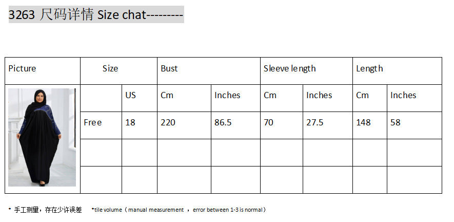 dropshipping african plus size color matching hot diamond bat sleeve loosedress with headscarf