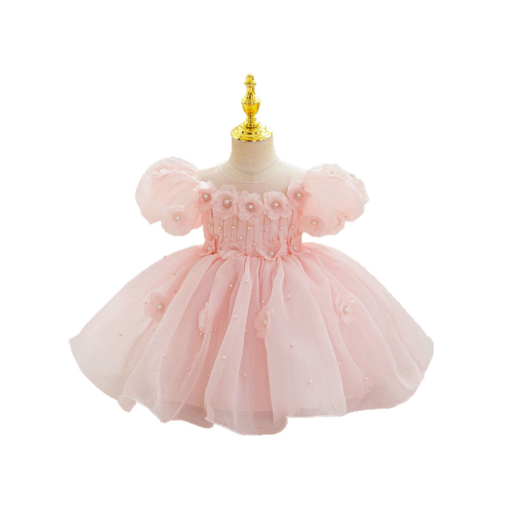 New in stock: girls' floral wedding dress princess gown - perfect for baby's first birthday party!