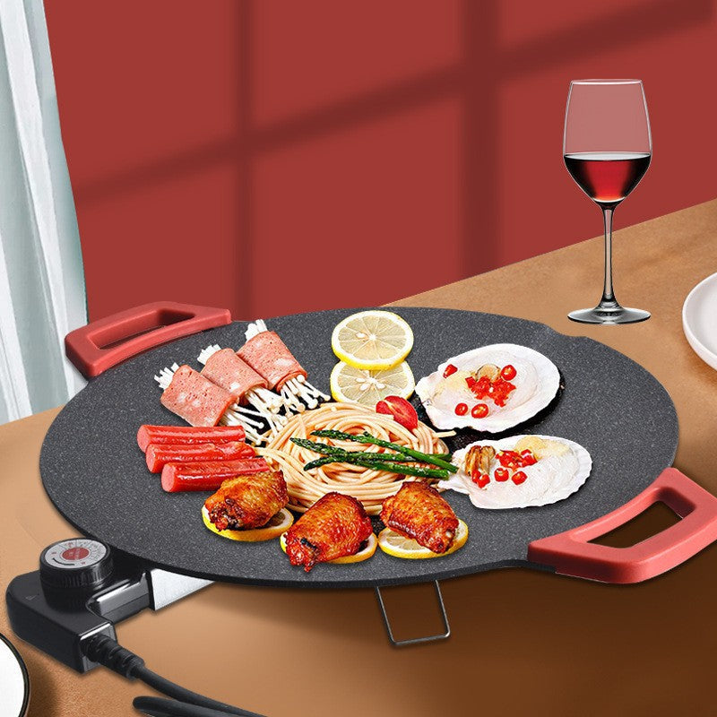 Korean style multifunctional electric grill pan, maifan stone bbq grill, round electric grill pan, steak frying pan, home use smokeless electric frying pan
