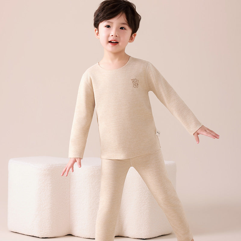 Kids silk cashmere boneless autumn clothes and long johns boys and girls home clothes baby heattechintimatessuit type a wholesale