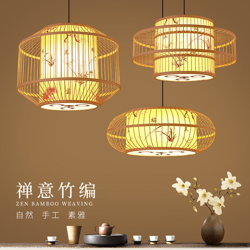 Bamboo Lantern Chandelier Chinese Hotel Engineering Lobby Restaurant Hot Pot Restaurant Hotel Box Bamboo Art Restaurant Lighting