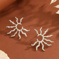 Wholesale sunflower earrings - european & american style, geometric alloy jewelry, women's niche light luxury retro dangle earrings, hollow-out earrings