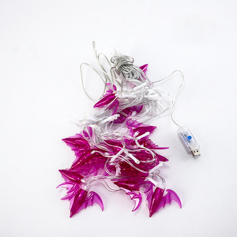 Cross-border new LED Halloween lights string ghost festival party atmosphere decorative lights bat ghost spider lights flashing