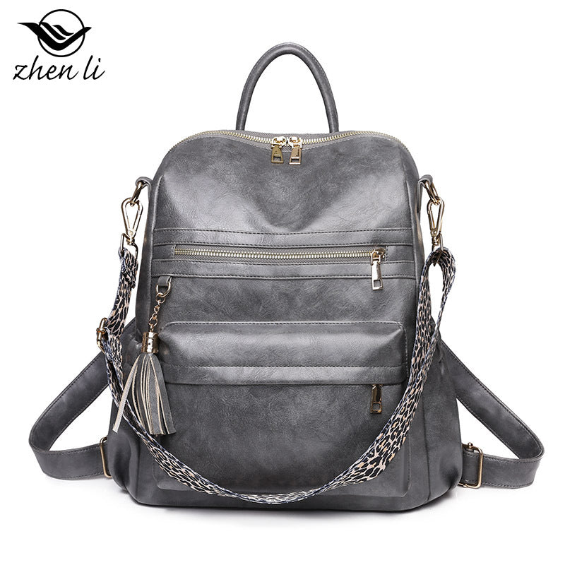 Cross-border bags backpack large capacity trend retro backpack soft leather dual-purpose shoulder bag women's backpack