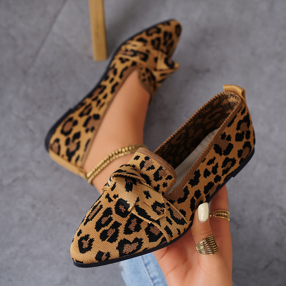 New  spring pointed-toe flat shoes - plus size fashion flyknit slip-on casual women's shoes for cross-border e-commerce