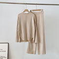 export  fall/winter new collection: turtleneck sweater set - relaxed fit long sleeve top + wide leg knit pants set