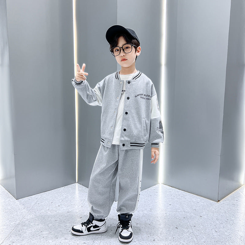 Boys' baseball outfit set - spring/autumn  new style - trendy kids' spring clothes - fashionable baby autumn/winter sportswear