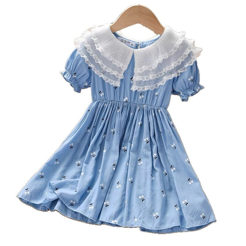 Girls' summer dress  new floral print mesh princess dress for toddler and little girls