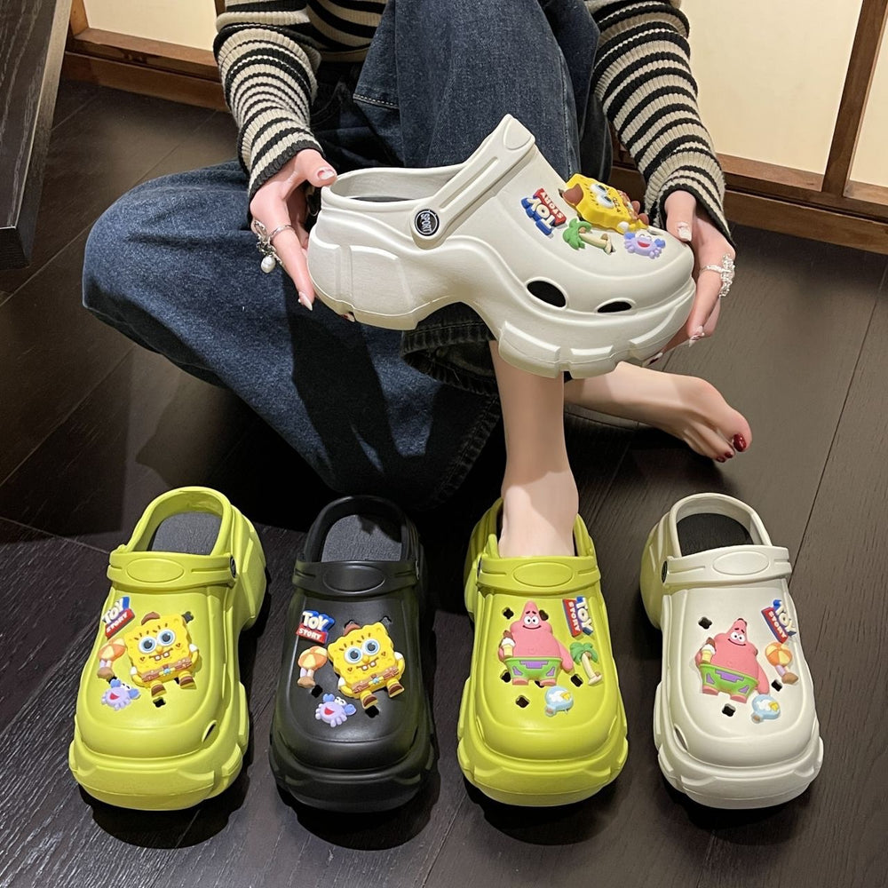 2025 women's clogs - summer outdoor wear, cloud-like comfort, height-boosting thick sole, non-slip, trendy, popular, cute beach sandals