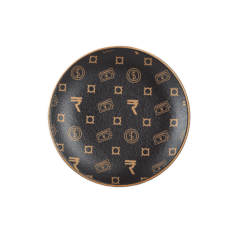 Creative black matte steak plate western dinner plate home nordic high-end dinner plate flat plate with rim restaurant hotel