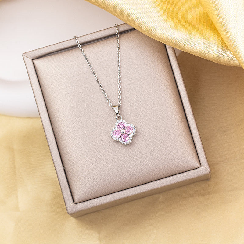 Titanium steel necklace women's hot style accessible luxury four-leaf clover pendant high-end niche style easiest for match flower clavicle chain jewelry wholesale