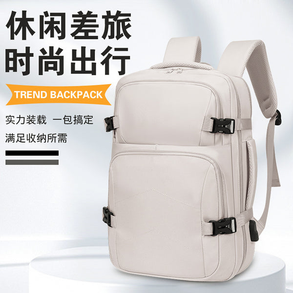 Expandable large-capacity backpack, simple casual and versatile travel computer backpack, unisex laptop bag