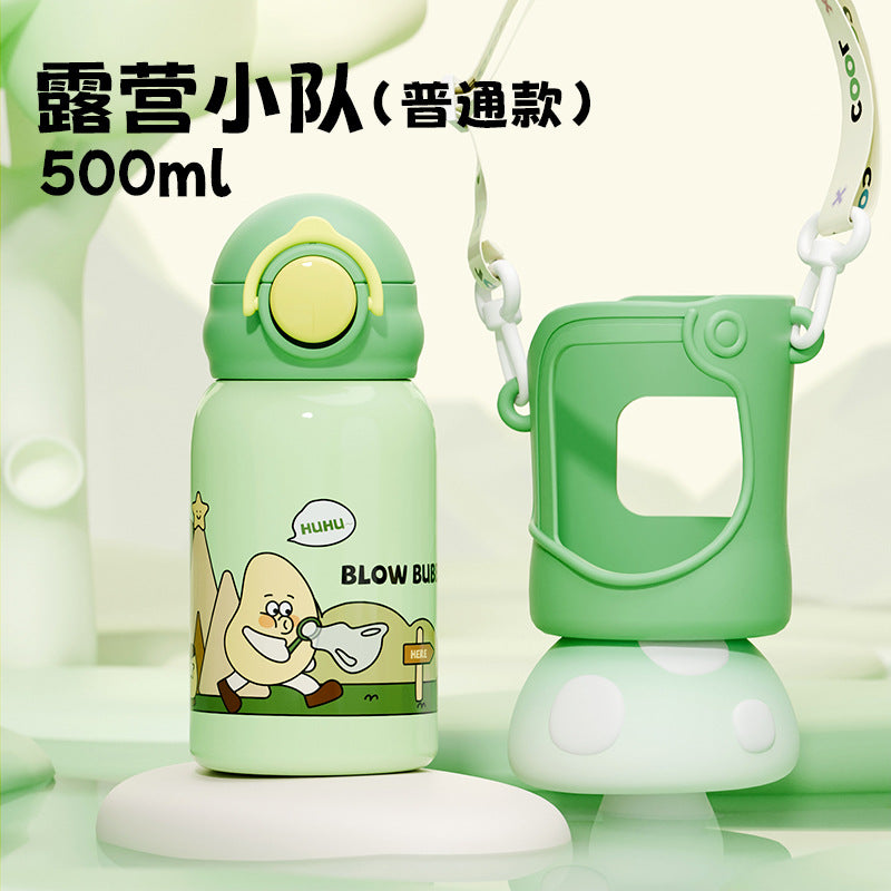 Kids thermos cup 316 stainless steel straw cup cute stainless steel cartoon student cup portable cup manufacturer