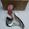 Za2024summernew arrival metal glass glue open toe european and american style high heel sandals daily casual outer wear women