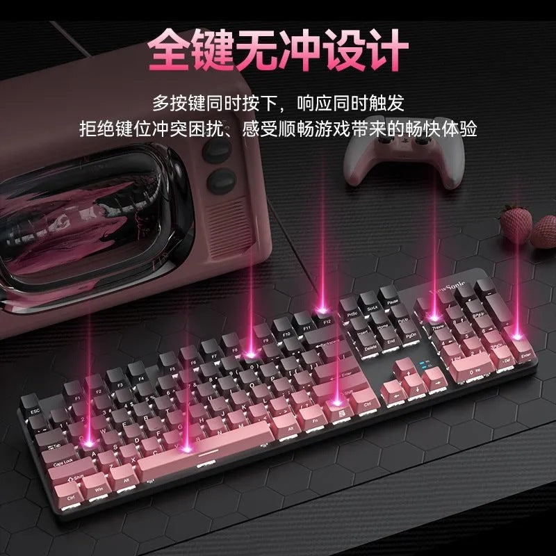 Viewsonic ku520pro true mechanical keyboard - gaming, blue switch, full n-key rollover, rgb gradient