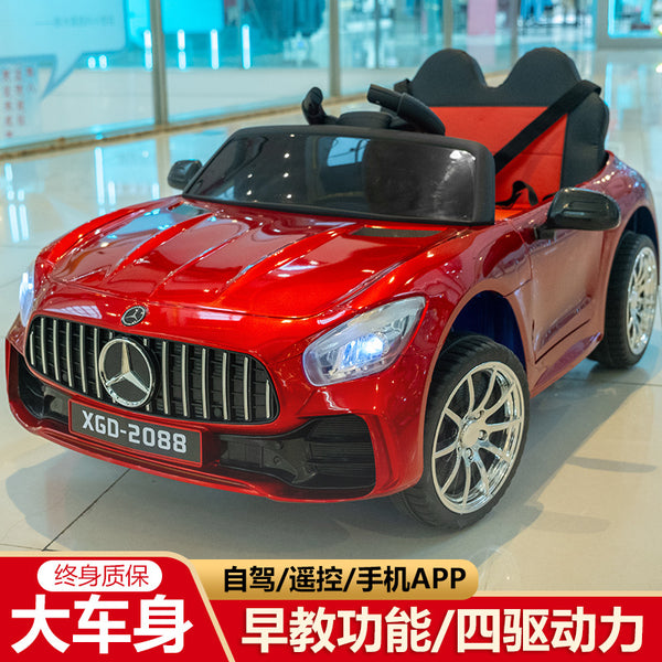 Two-seat children's electric car four-wheeled baby toy car can seat two children with remote control charging four-wheel drive car