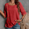 european and american cross-border new women's cotton linen button-down fashion casual top