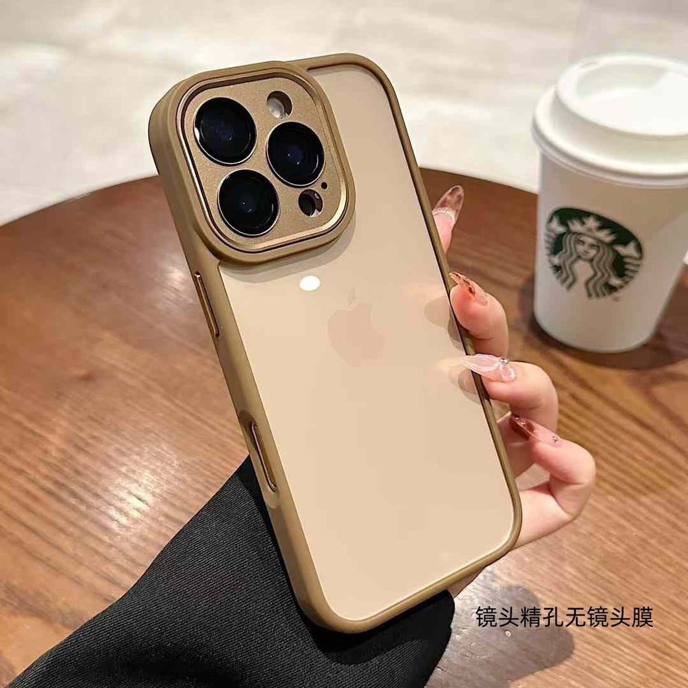 Suitable for iphone16 mobile phone case, gold shield all-inclusive lens film, apple 14 transparent anti-fall 13promax protective case