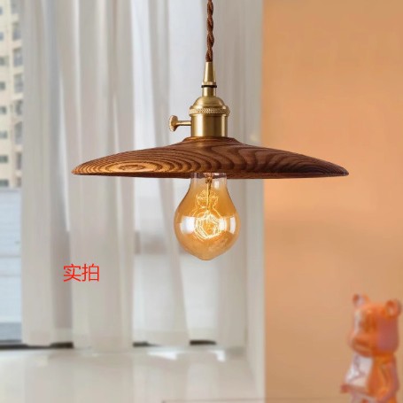 ins Nordic black walnut nostalgic lighting, bedroom bedside lamp, bar brass dining room lamp, wabi sandy chandelier