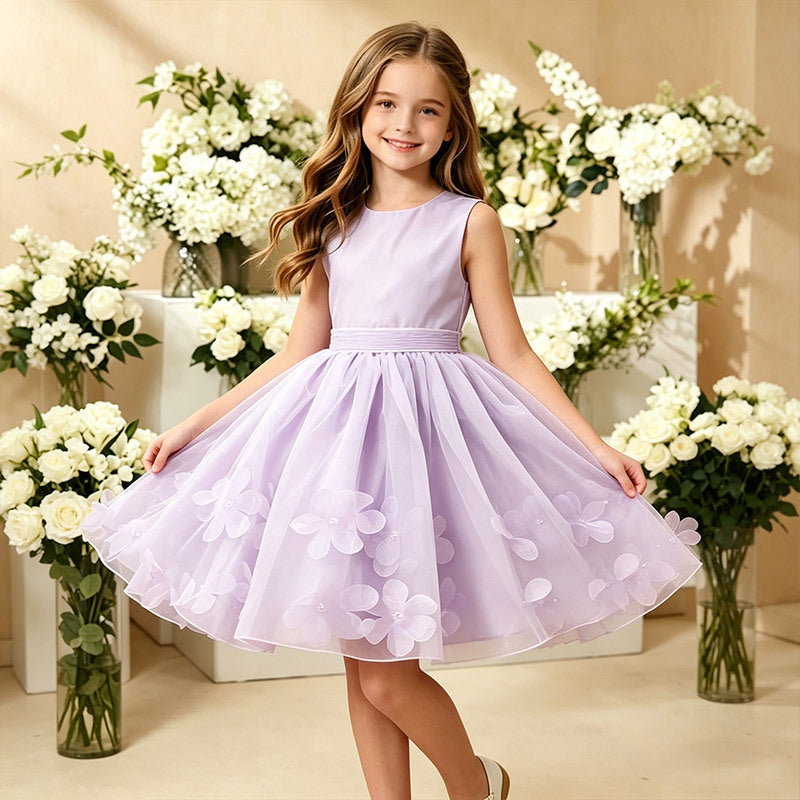 European and american style girls' sleeveless floral princess dress - perfect for weddings, flower girls, birthday parties, and evening events