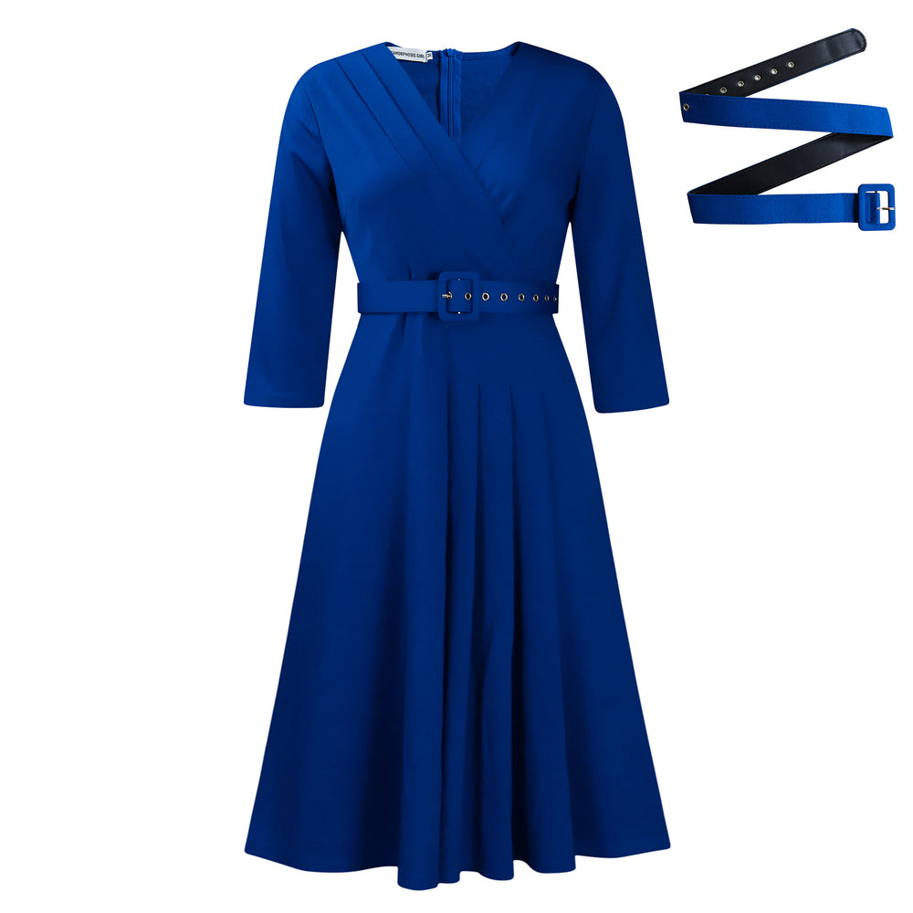 D507  foreign trade women's new v-neck fashionable elegant pleated stretch elegant african dress