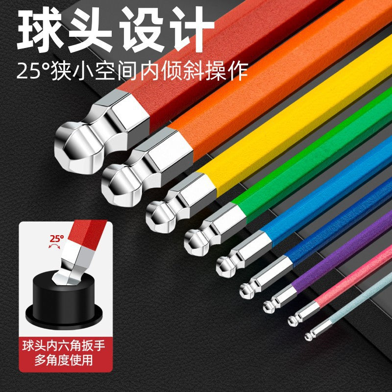 Hex key wrench universal set, hex screwdriver, 6-point tool, colored hex, extended hex, multi-function hex