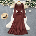 Lazy style casualclassy sense cut out crochet knittingdress women's inner suspender bottom skirt korean two-piece set