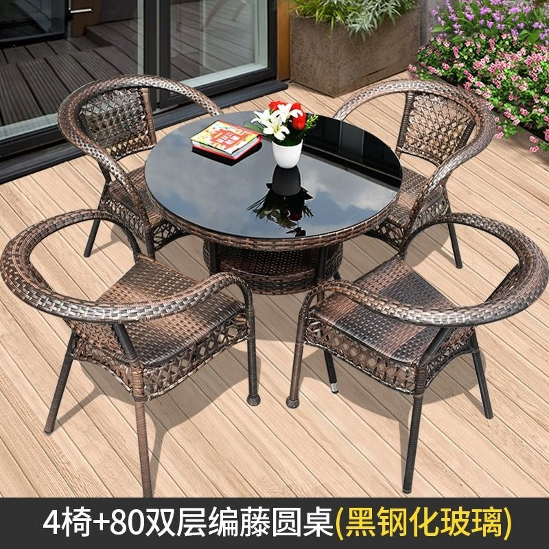 Three-piece rattan chair set casual tea table courtyard rattan outdoor table and chairs balcony tea table and chairs balcony casual table and chairs